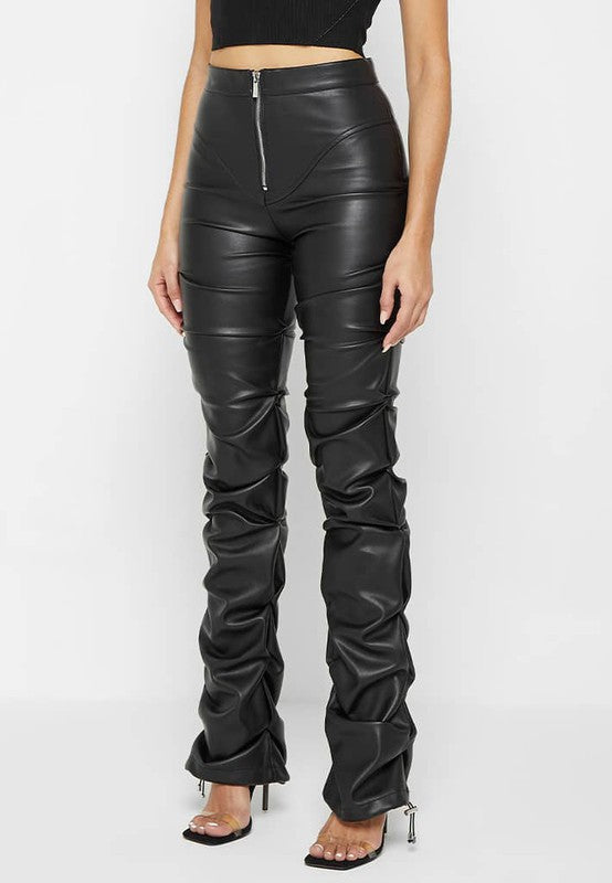 Faux Glam PU Leather Pants