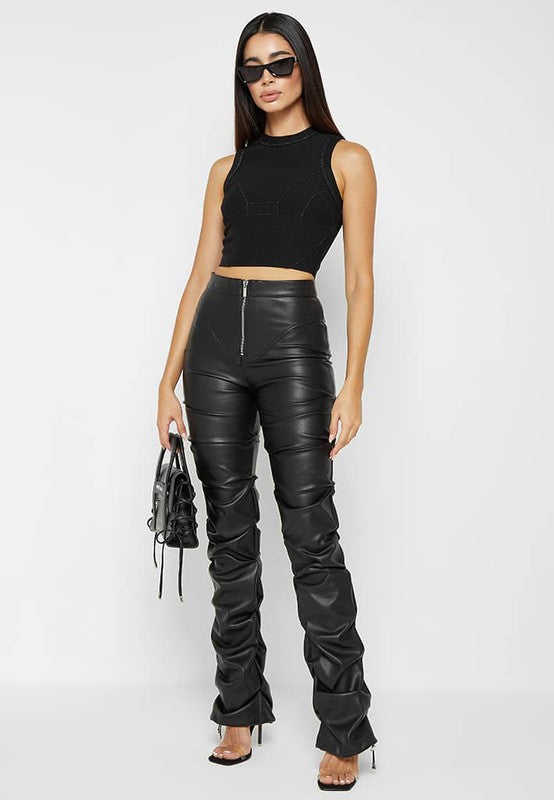 Faux Glam PU Leather Pants