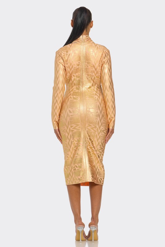 Metallic Zigzag Bandage Dress