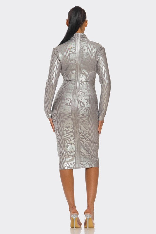 Metallic Zigzag Bandage Dress