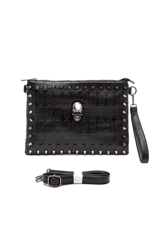 Skull Studs Crossbody Clutch Bag