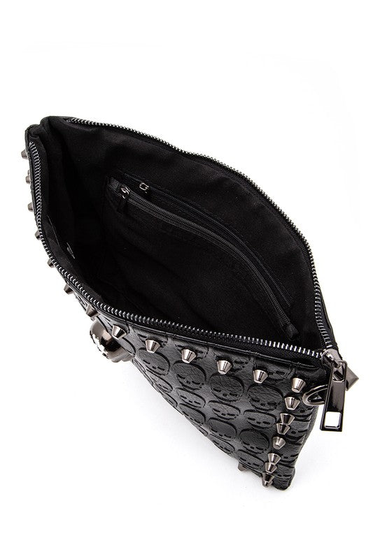 Skull Studs Crossbody Clutch Bag