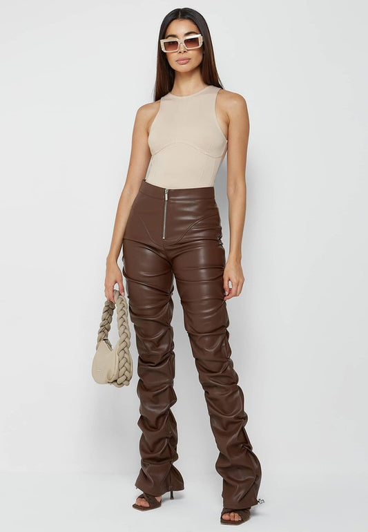 Faux Glam PU Leather Pants