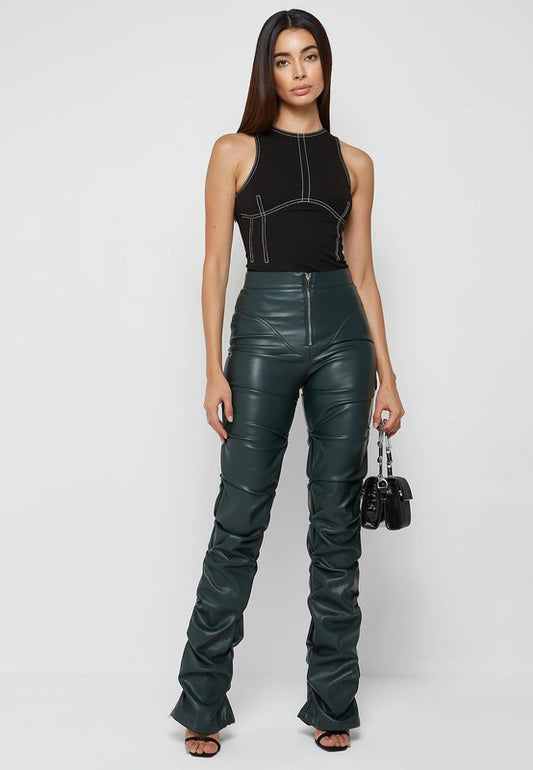 Faux Glam PU Leather Pants