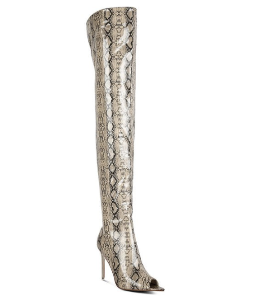Fierce Snake Print Stiletto Knee Boots