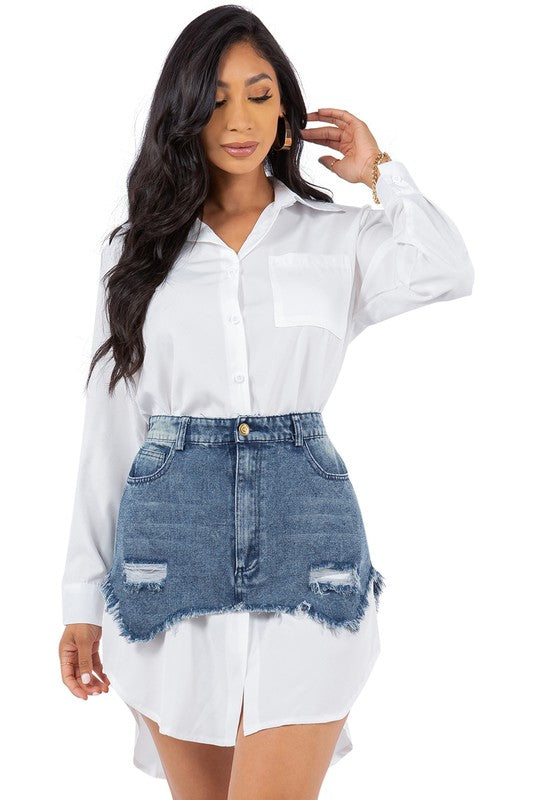 Skylar Long Denim Shirt Dress