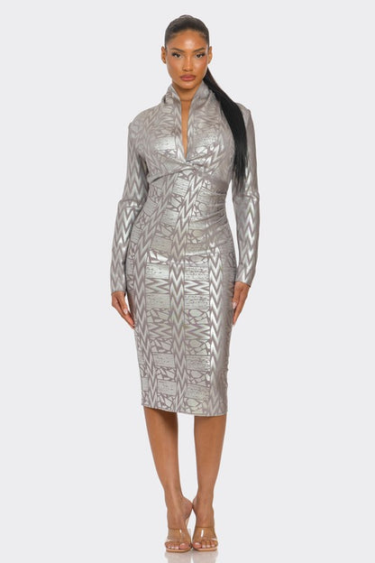 Metallic Zigzag Bandage Dress