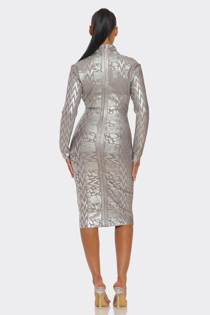 Metallic Zigzag Bandage Dress
