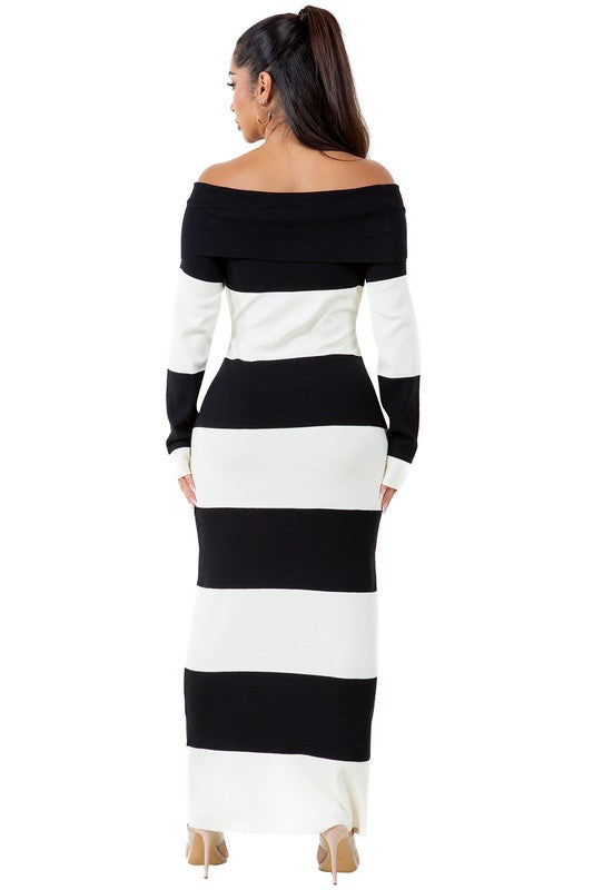 Monochrome Muse Maxi Dress