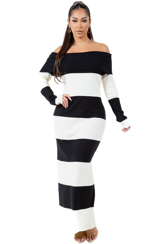 Monochrome Muse Maxi Dress