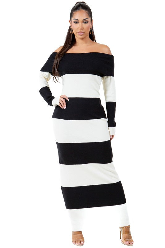 Monochrome Muse Maxi Dress