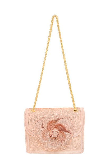 Rose Rhinestone Square Bag