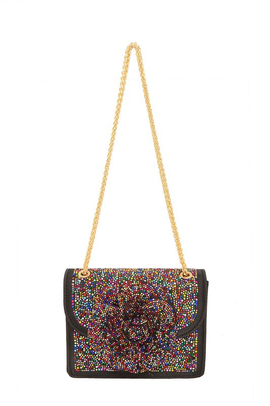 Rose Rhinestone Square Bag