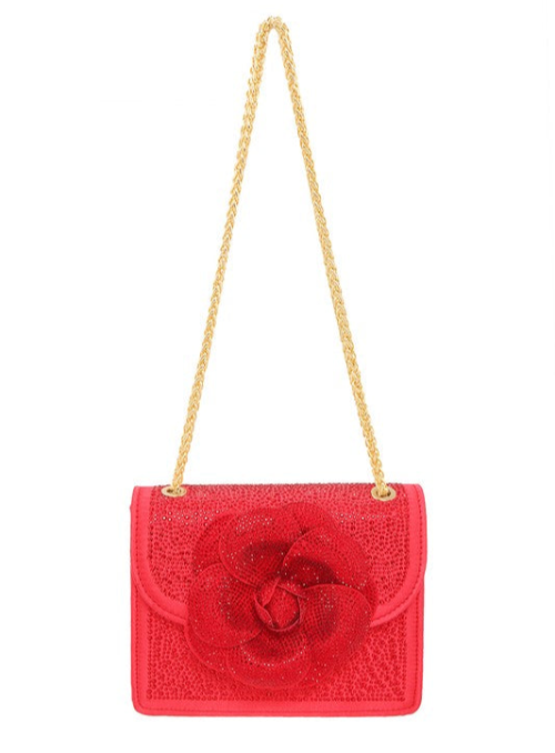 Rose Rhinestone Square Bag